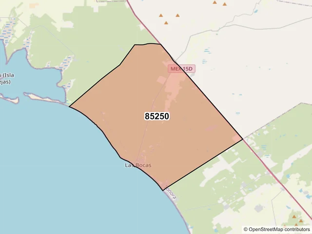 Mapa del código postal 85250, Huatabampo, Sonora
