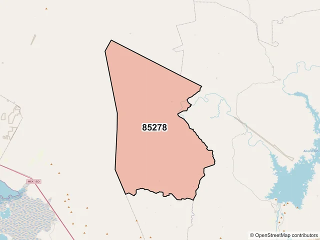 Mapa del código postal 85278, Bácum, Sonora