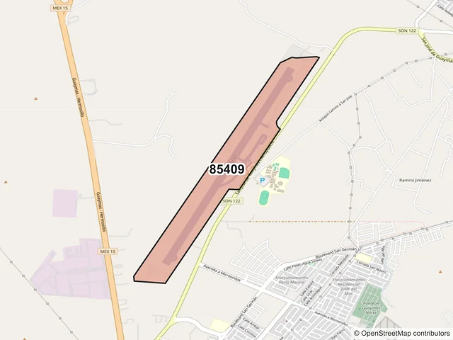 Mapa del código postal 85409, Guaymas, Sonora