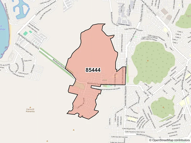Mapa del código postal 85444, Guaymas, Sonora