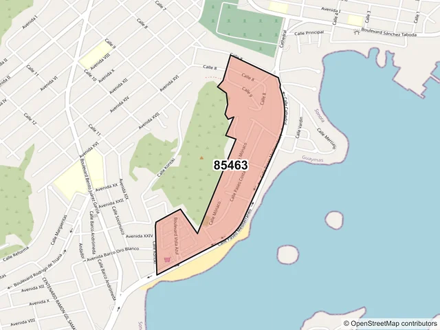 Mapa del código postal 85463, Guaymas, Sonora