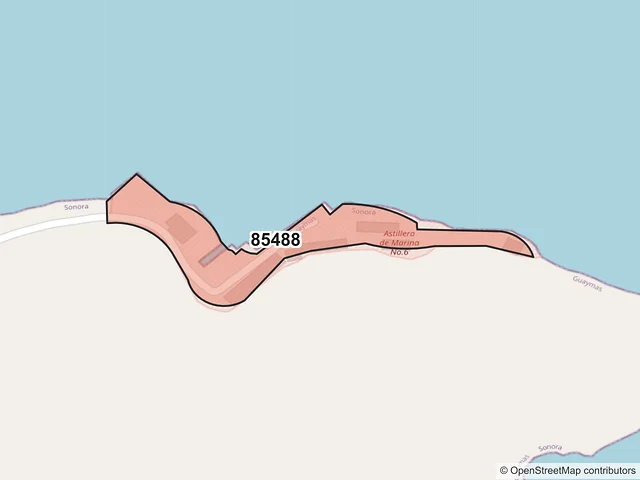 Mapa del código postal 85488, Guaymas, Sonora