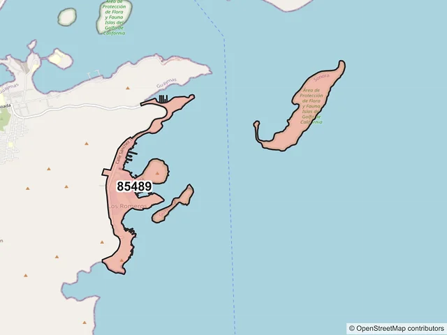 Mapa del código postal 85489, Guaymas, Sonora