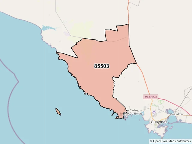Mapa del código postal 85503, Guaymas, Sonora