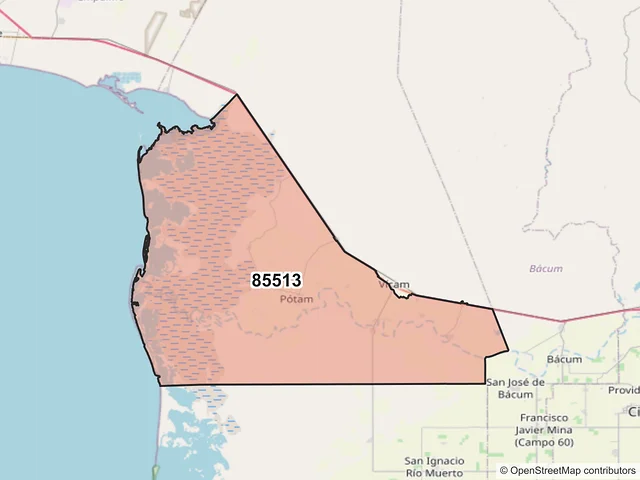 Mapa del código postal 85513, Guaymas, Sonora