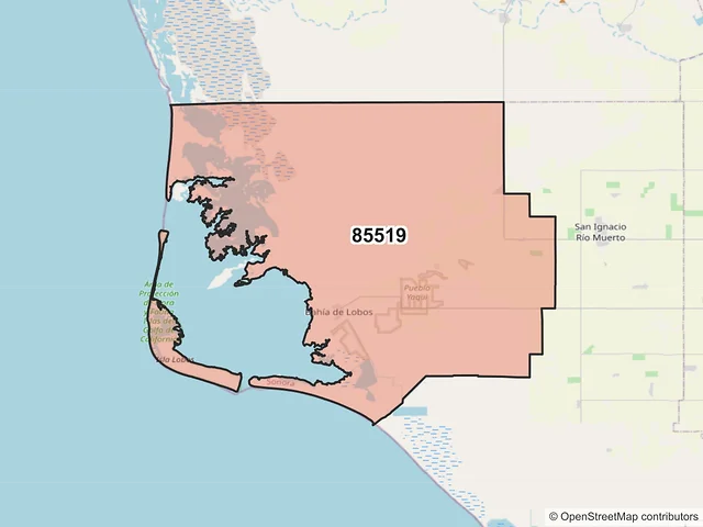 Mapa del código postal 85519, San Ignacio Río Muerto, Sonora