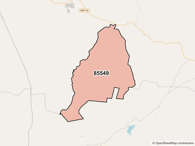 Mapa del código postal 85549, La Colorada, Sonora