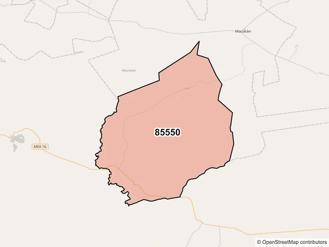 Mapa del código postal 85550, La Colorada, Sonora
