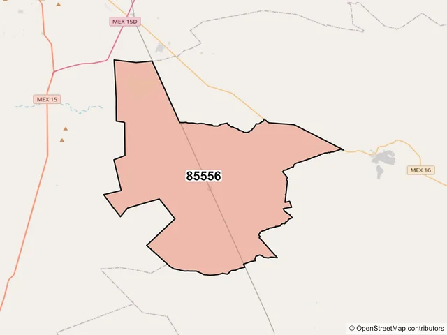 Mapa del código postal 85556, La Colorada, Sonora