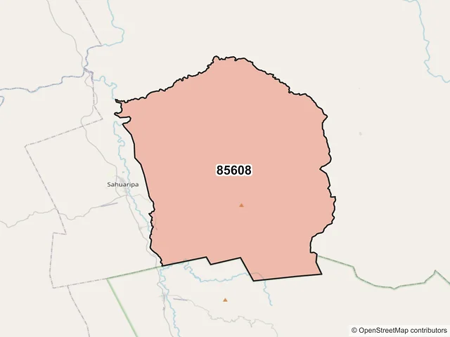 Mapa del código postal 85608, Sahuaripa, Sonora