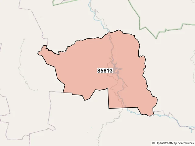 Mapa del código postal 85613, Sahuaripa, Sonora