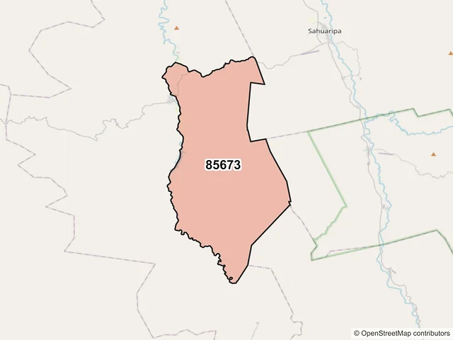 Mapa del código postal 85673, Bacanora, Sonora