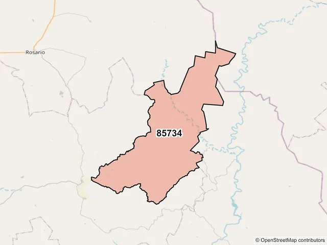 Mapa del código postal 85734, Quiriego, Sonora
