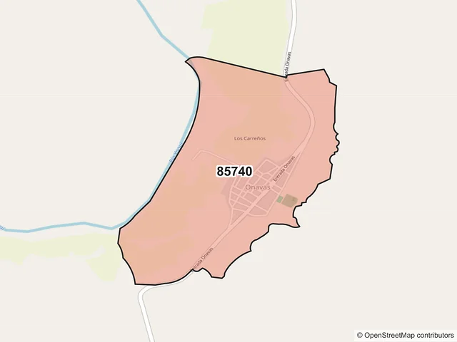 Mapa del código postal 85740, Onavas, Sonora