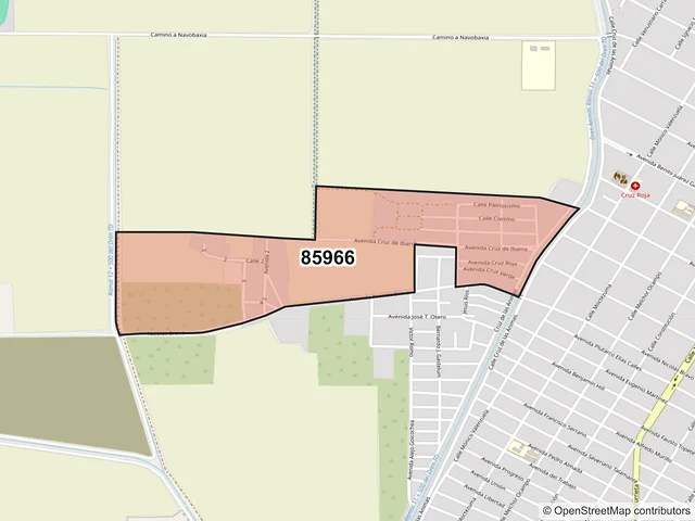 Mapa del código postal 85966, Huatabampo, Sonora