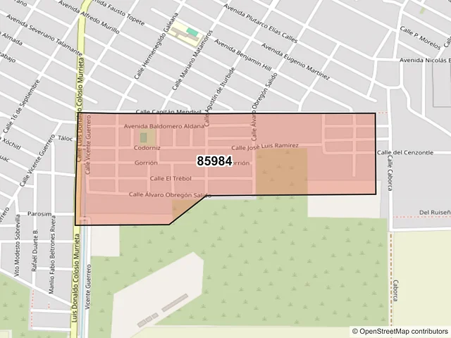 Mapa del código postal 85984, Huatabampo, Sonora