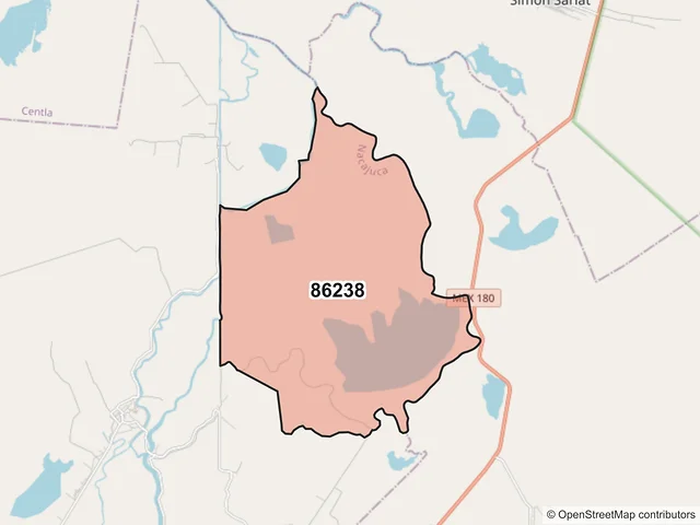 Mapa del código postal 86238, Nacajuca, Tabasco