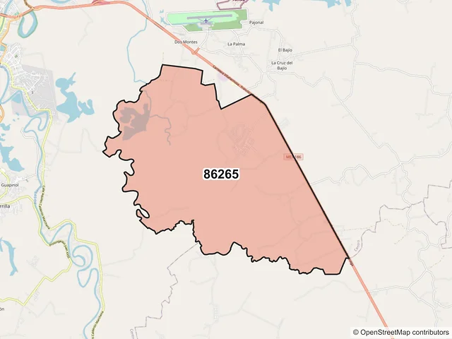 Mapa del código postal 86265, Centro, Tabasco