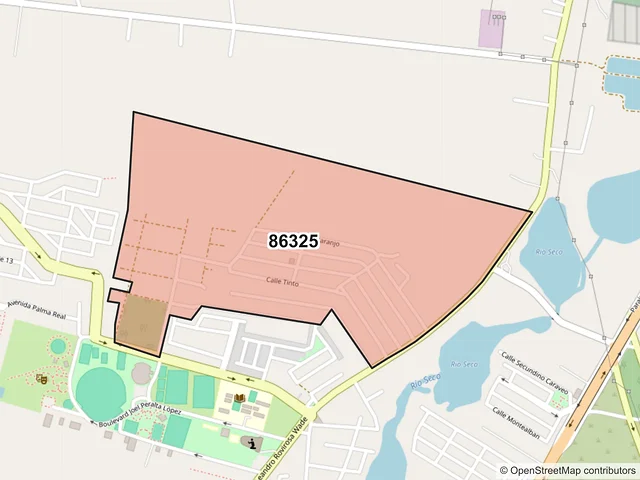 Mapa del código postal 86325, Comalcalco, Tabasco