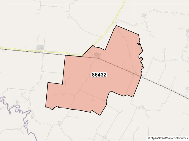 Mapa del código postal 86432, Huimanguillo, Tabasco