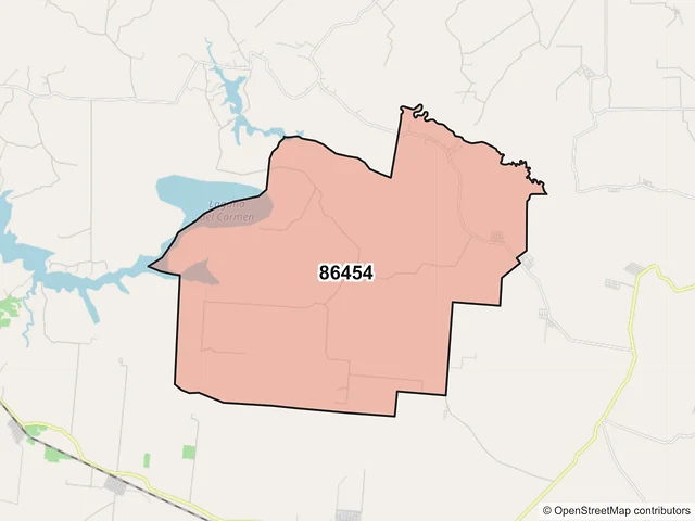 Mapa del código postal 86454, Huimanguillo, Tabasco