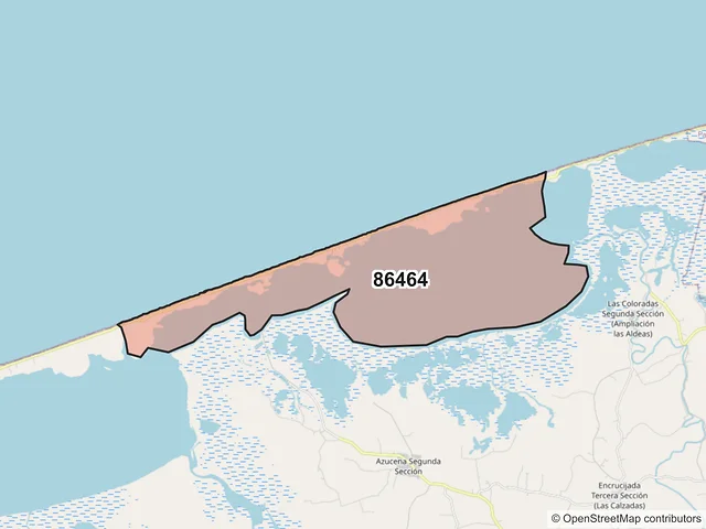Mapa del código postal 86464, Cárdenas, Tabasco