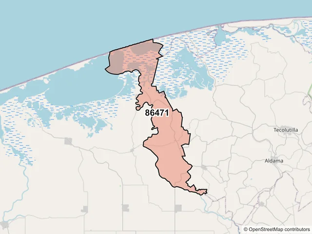 Mapa del código postal 86471, Cárdenas, Tabasco