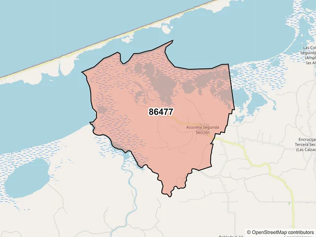 Mapa del código postal 86477, Cárdenas, Tabasco