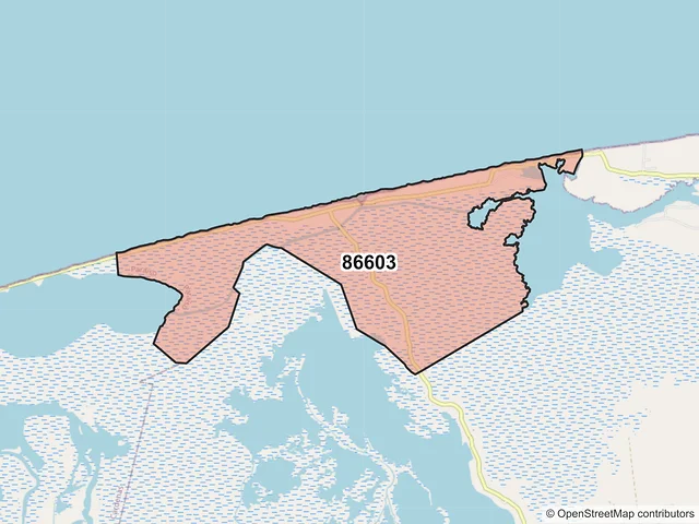 Mapa del código postal 86603, Paraíso, Tabasco