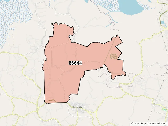 Mapa del código postal 86644, Comalcalco, Tabasco