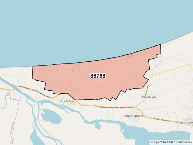 Mapa del código postal 86768, Centla, Tabasco