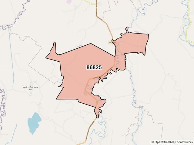 Mapa del código postal 86825, Teapa, Tabasco