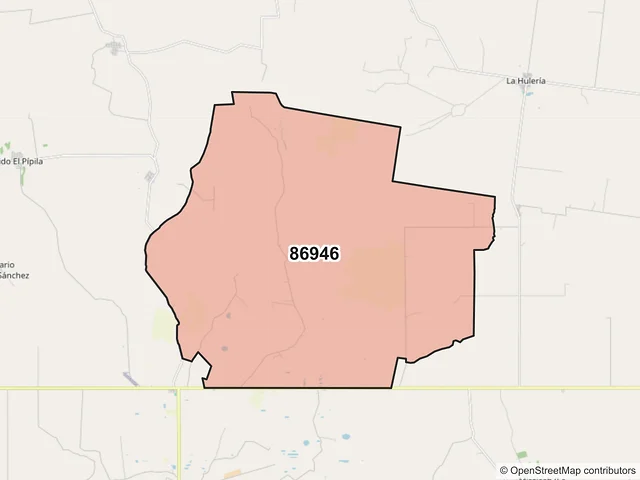 Mapa del código postal 86946, Balancán, Tabasco