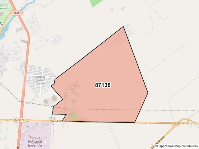 Mapa del código postal 87138, Victoria, Tamaulipas