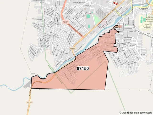 Mapa del código postal 87150, Victoria, Tamaulipas