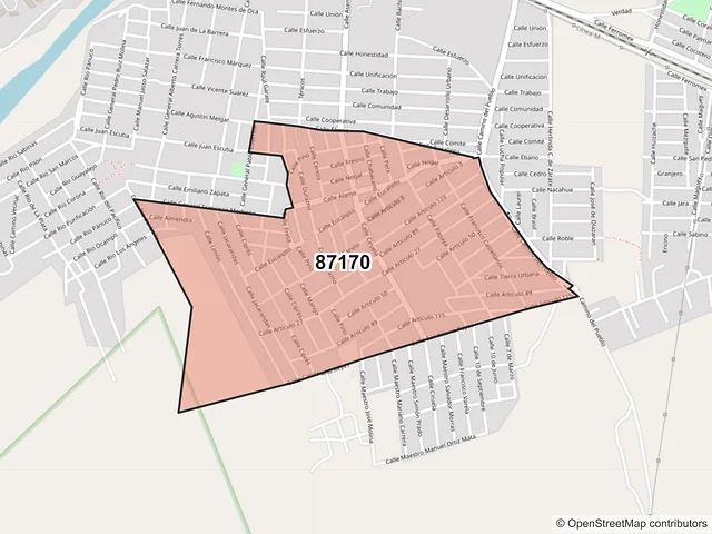 Mapa del código postal 87170, Victoria, Tamaulipas