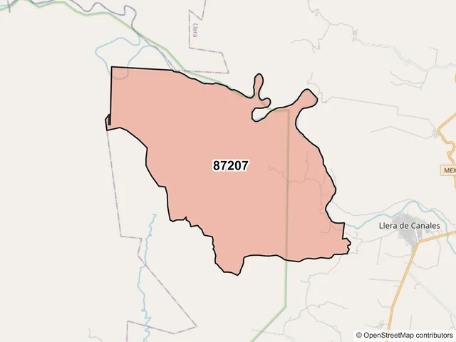 Mapa del código postal 87207, Llera, Tamaulipas