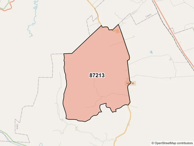 Mapa del código postal 87213, Llera, Tamaulipas