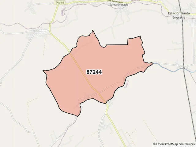 Mapa del código postal 87244, Güémez, Tamaulipas