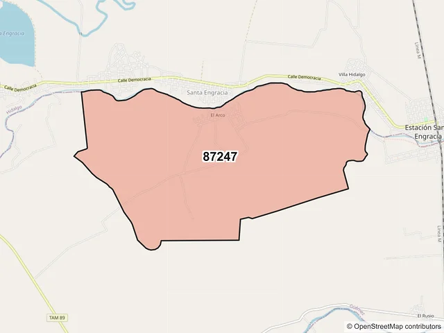 Mapa del código postal 87247, Güémez, Tamaulipas