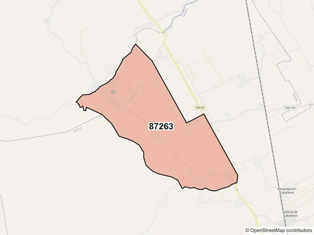 Mapa del código postal 87263, Victoria, Tamaulipas