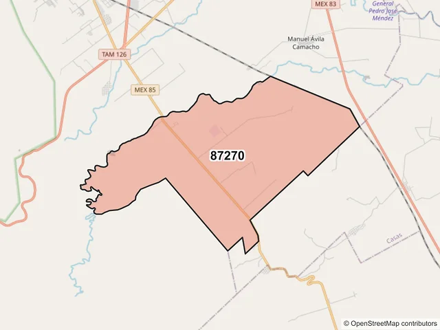 Mapa del código postal 87270, Victoria, Tamaulipas