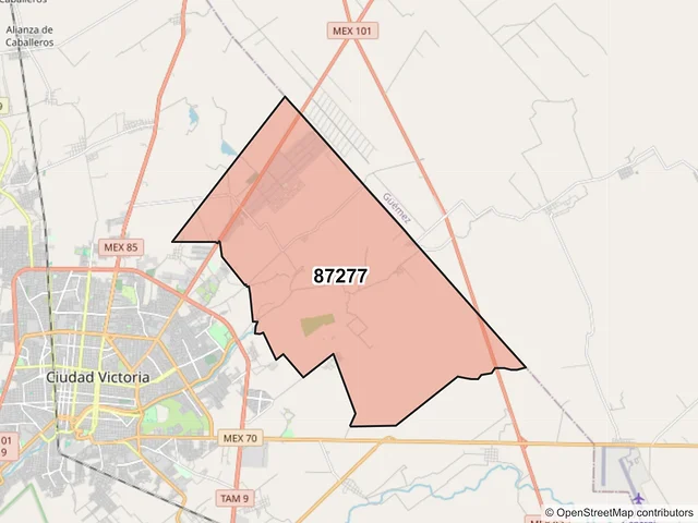 Mapa del código postal 87277, Victoria, Tamaulipas