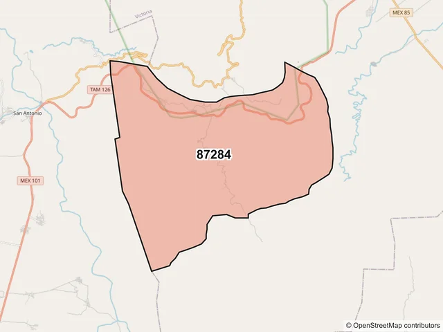 Mapa del código postal 87284, Victoria, Tamaulipas