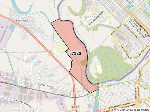 Mapa del código postal 87320, Matamoros, Tamaulipas