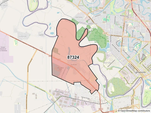 Mapa del código postal 87324, Matamoros, Tamaulipas