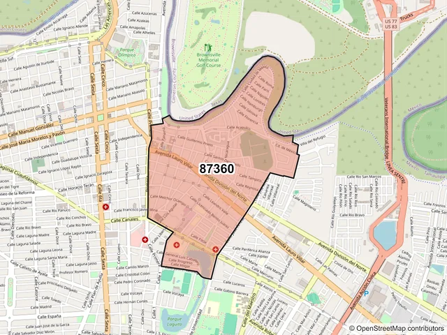 Mapa del código postal 87360, Matamoros, Tamaulipas