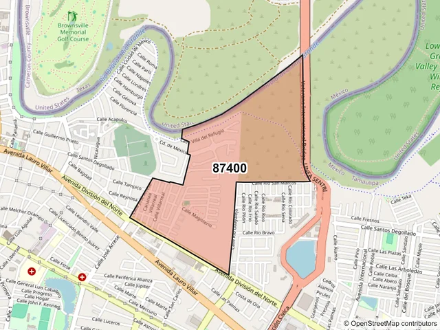 Mapa del código postal 87400, Matamoros, Tamaulipas