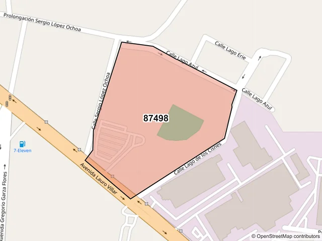 Mapa del código postal 87498, Matamoros, Tamaulipas