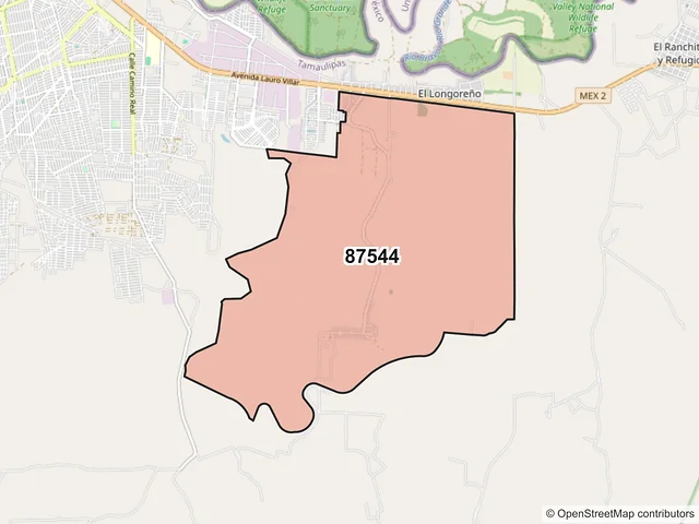 Mapa del código postal 87544, Matamoros, Tamaulipas